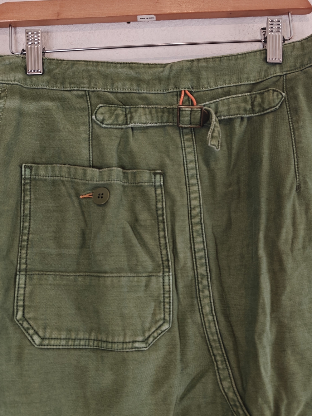 Free People Army Green Utility Wrap Midi Skirt Boho Cargo Patchwork Cotton L - Picture 10 of 11